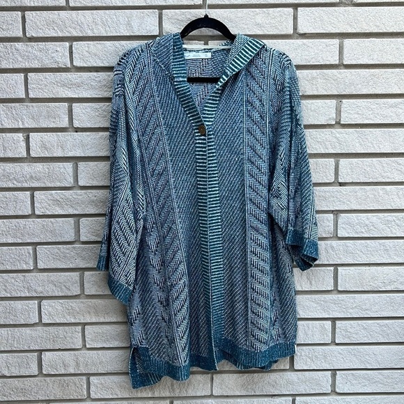 Woolrich Katie Bird Short Sleeve Hooded Cardigan Blue Size M/L - Picture 4 of 14
